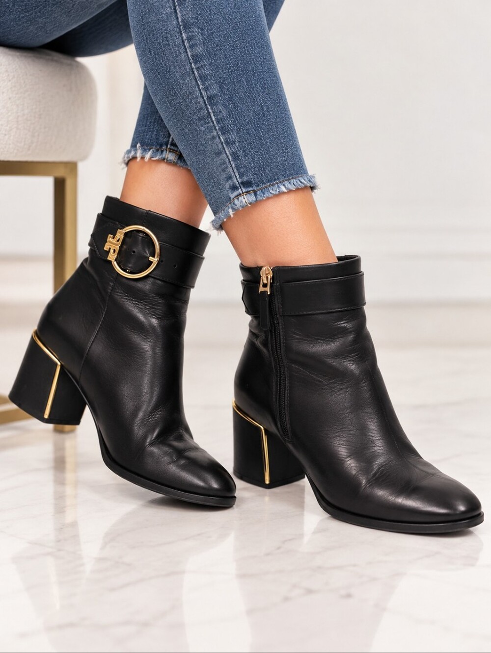 Tory Burch Black Sofia Dress Leather Ankle Bootie 7 M
